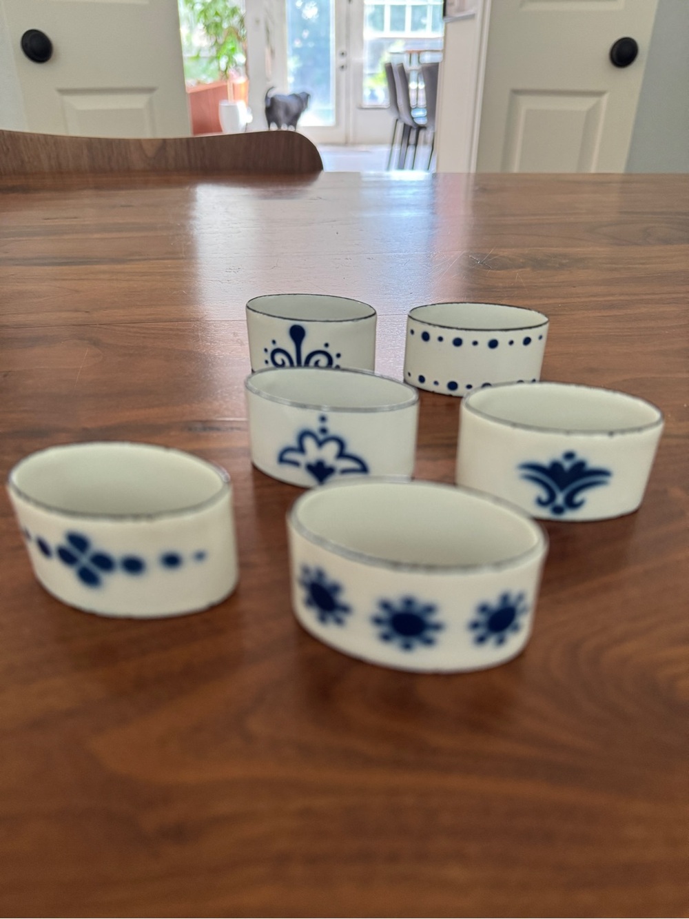 IKEA Heder Vintage Blue White Enamel Napkin Rings Katarina Brieditis (6) NOS - Picture 6 of 10